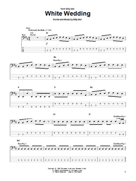 white wedding bass tab